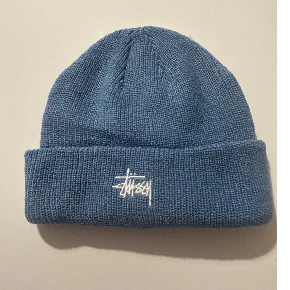 Stussy Stock Cuff Beanie Bundle Blue & Orange Red Knit Hat Set NWT Streetwear